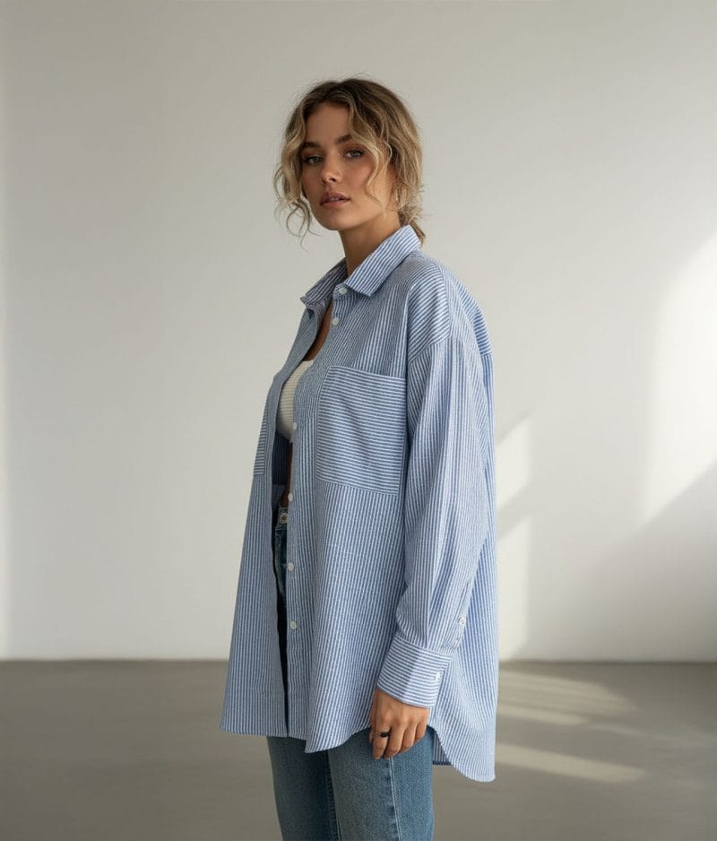 shirt with double pocket striped design