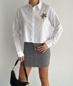 lightweight cropped cotton shirt palm design