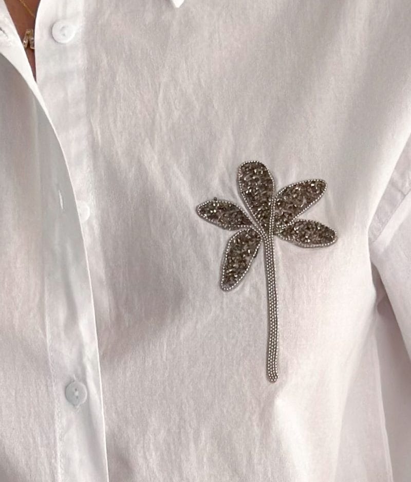 breathable cotton shirt front embellished detail