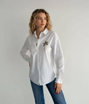 relaxed fit cotton shirt embellished modern style