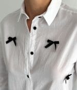 cotton shirt with bow detail button up style