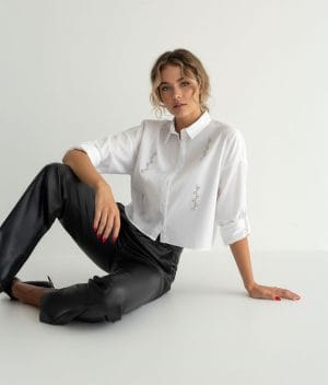 women crystal crop shirt elegant summer outfit