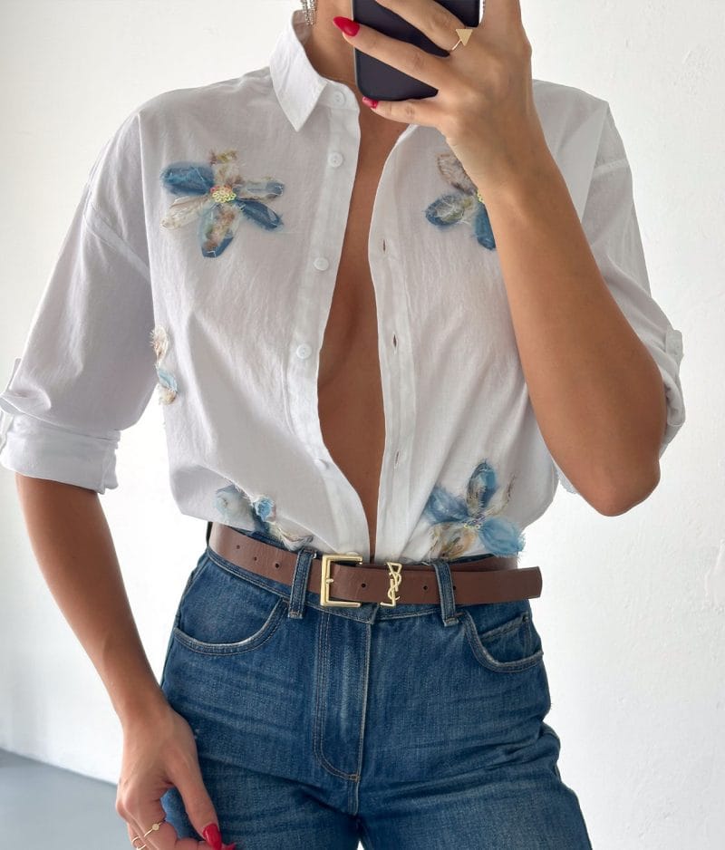 women floral cotton shirt feminine summer look