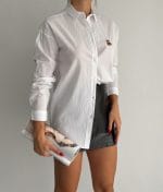 cotton shirt with teddy bear embroidery detail