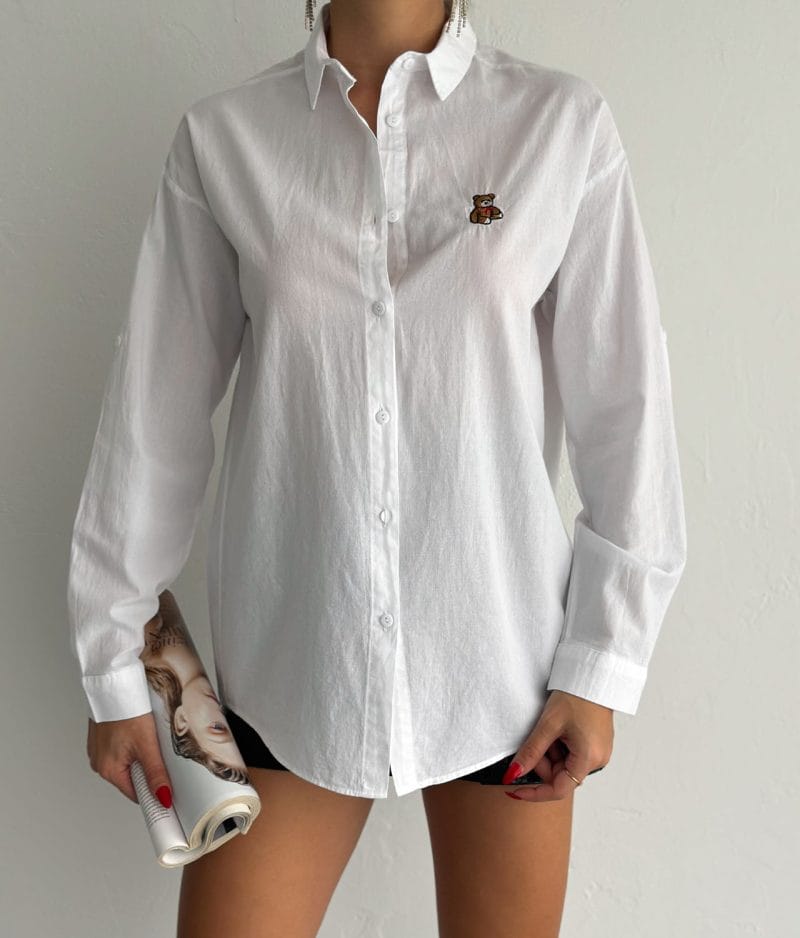 cotton shirt with teddy embroidery