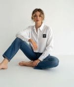 trendy cropped cotton shirt good vibes graphic detail