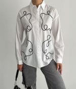 cotton shirt with line applique detail minimal style