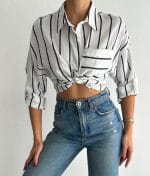 lightweight striped crop shirt casual summer look
