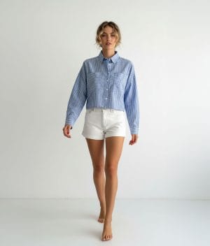 lightweight striped double pocket shirt casual look