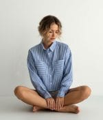 striped double pocket shirt front view cropped design