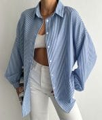 relaxed fit striped button down shirt modern look