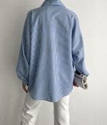 casual oversized striped cotton shirt front detail view