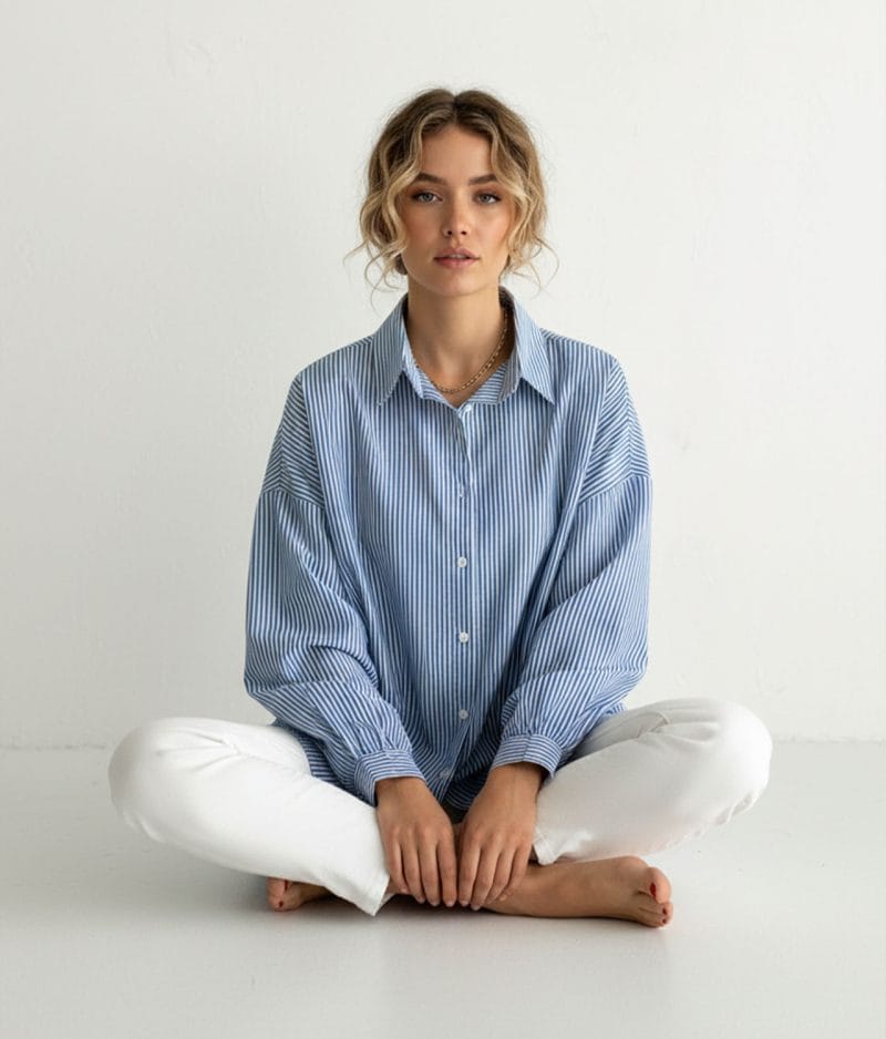 oversized striped cotton shirt relaxed fit style