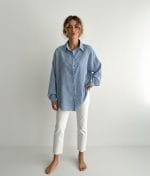 striped oversized shirt front view button down design