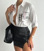 relaxed fit cotton shirt with graphic patch design
