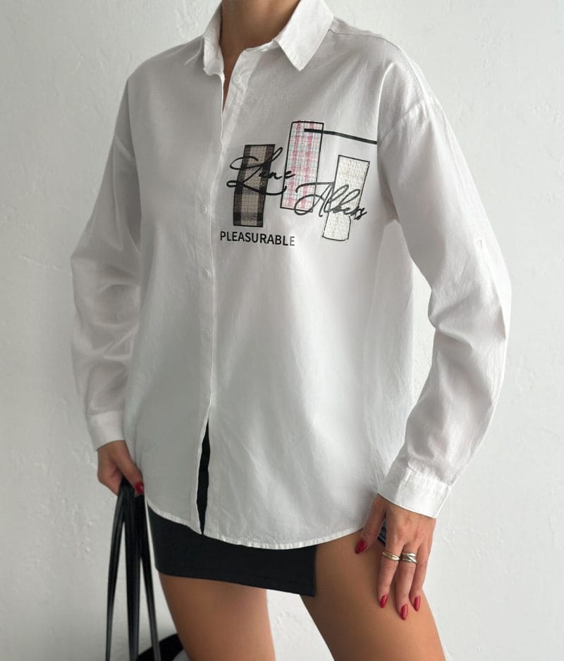 casual cotton shirt graphic patch modern street style