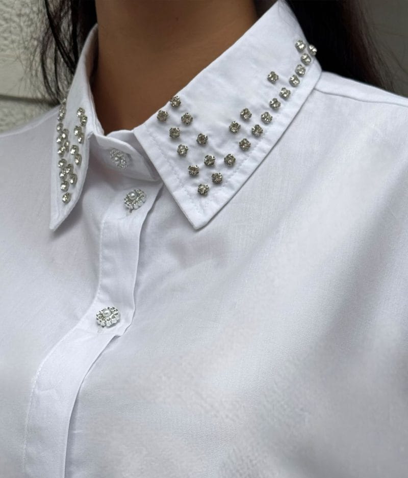 cropped shirt embellished collar close up