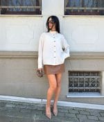 button detail stand collar shirt minimal design