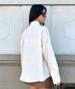 structured stand collar shirt side view
