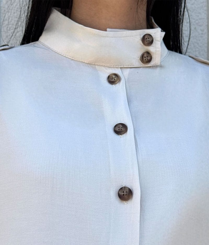 stand collar shirt back view clean silhouette