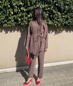 belted tunic set wide leg pants relaxed fit