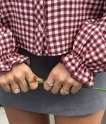 gingham shirt women ruffle detail