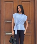 tie waist sleeveless blouse side view detail
