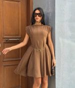 modern sleeveless mini dress structured silhouette