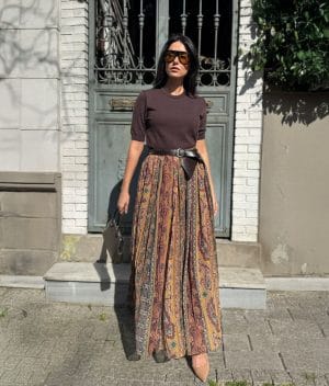 paisley print long skirt front view