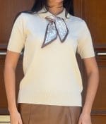 short sleeve scarf knit top texture