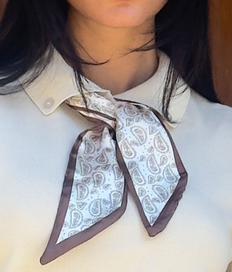 lightweight scarf knit top close-up