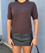 crew neck knit top fabric texture close up