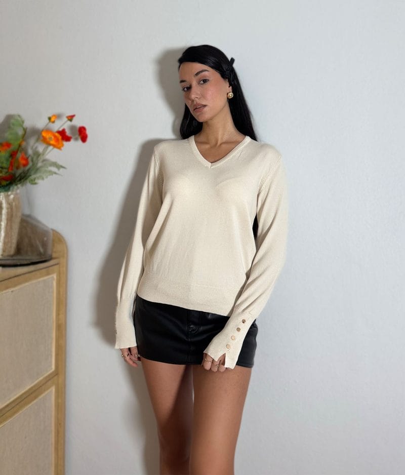 long sleeve knit sweater front view