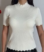 fitted ribbed knit blouse