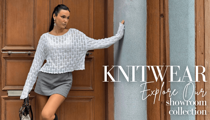 Wholesale women knitwear collection banner with lightweight sweater and modern summer style
