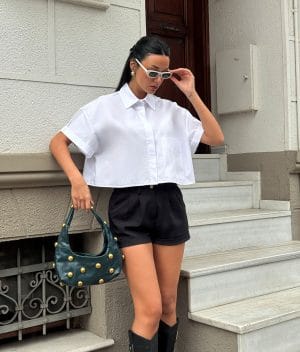 cropped poplin shirt