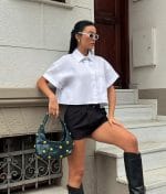 cropped cotton poplin shirt