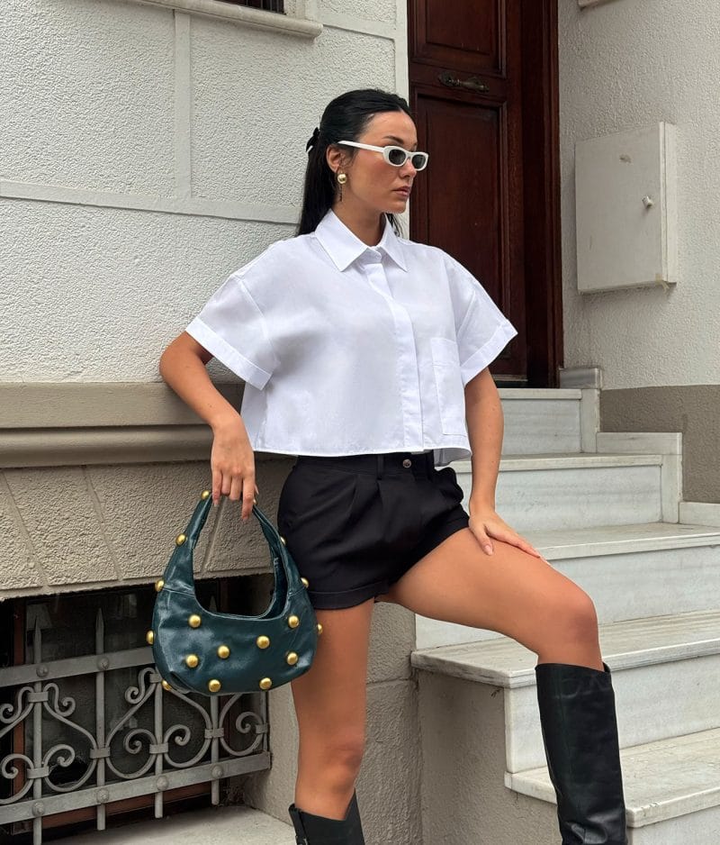 cropped cotton poplin shirt