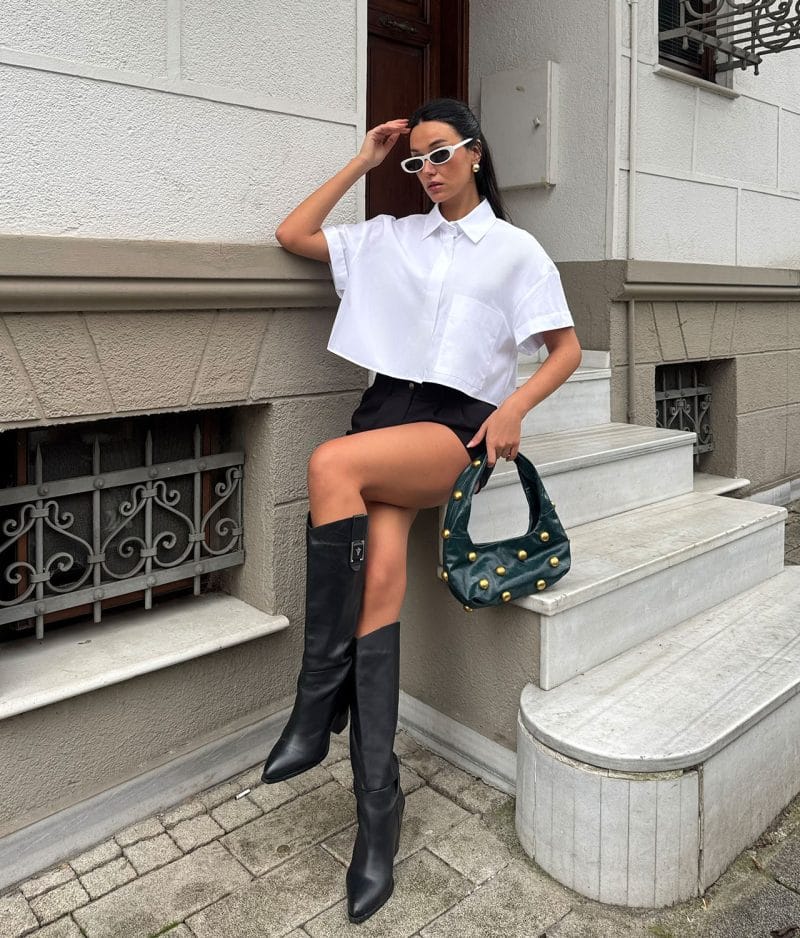 modern cropped woven shirt