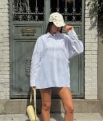 side knot striped shirt close up