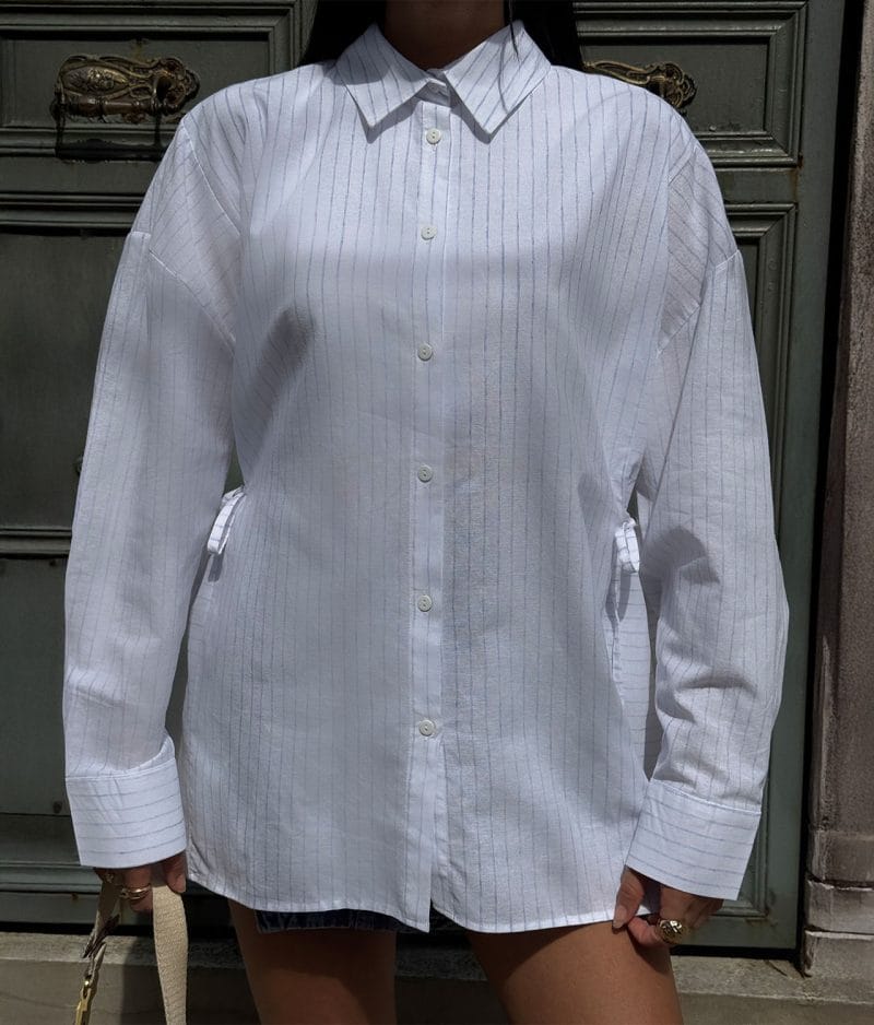 casual striped shirt outfit look
