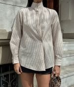 button detail striped shirt collar view