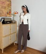 relaxed fit wide leg trousers