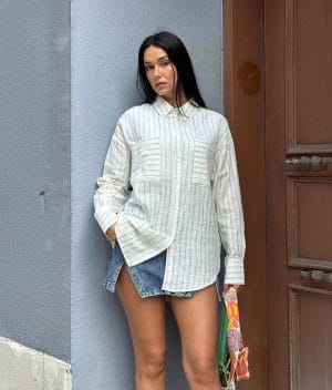 textured stripe shirt front view
