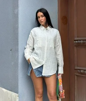 textured stripe shirt front view