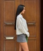 lightweight cropped stripe blouse