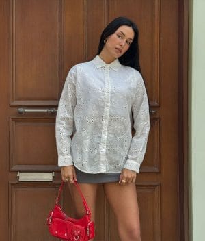 embroidered eyelet shirt front view