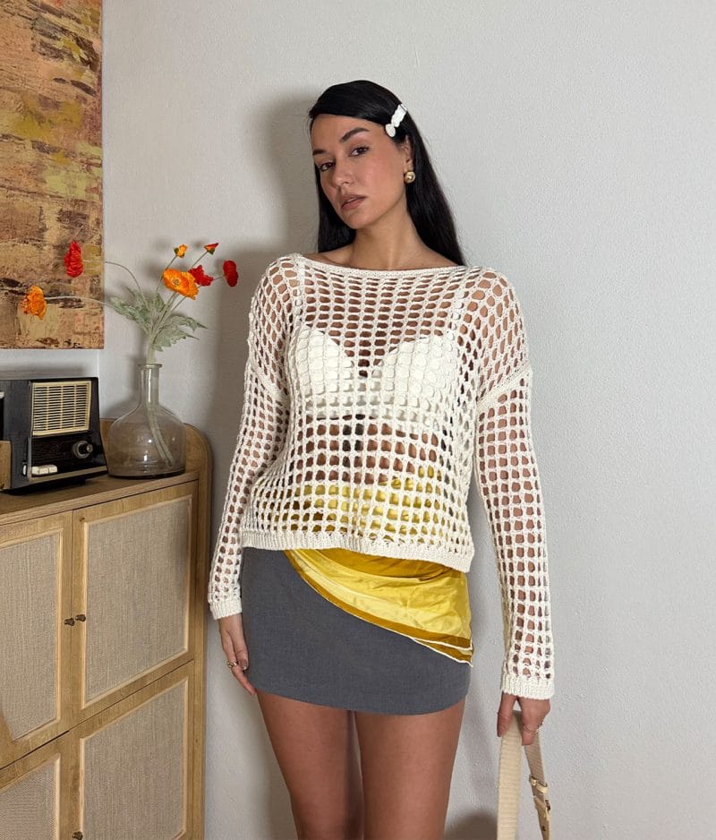 summer knit mesh top