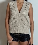 button front knit vest detail