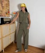 wide leg pants set detail
